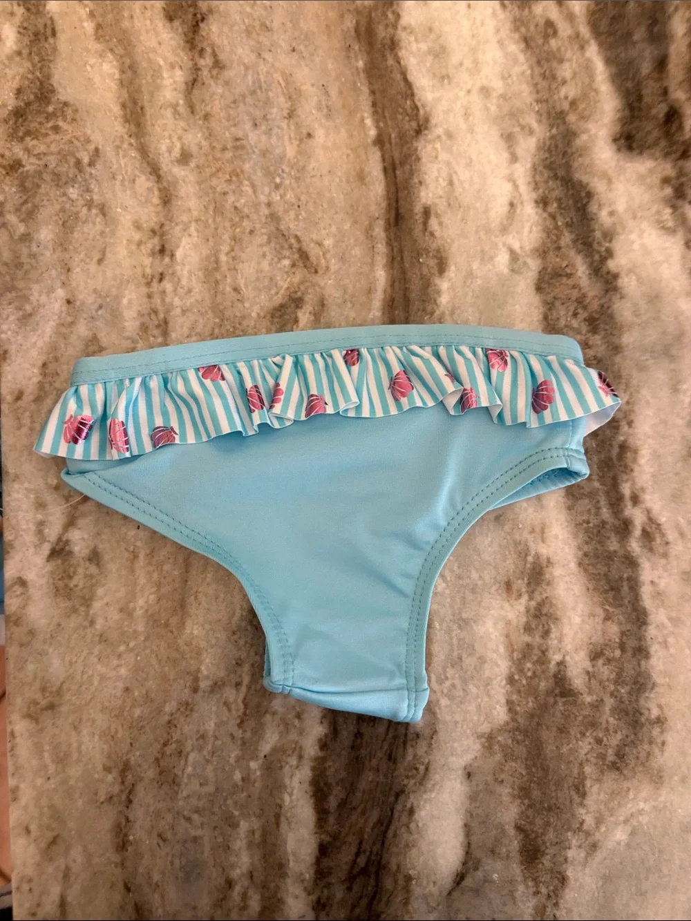 Pink Platinum Light Blue & Pink Ruffle Girls' Two-Piece Swim Set